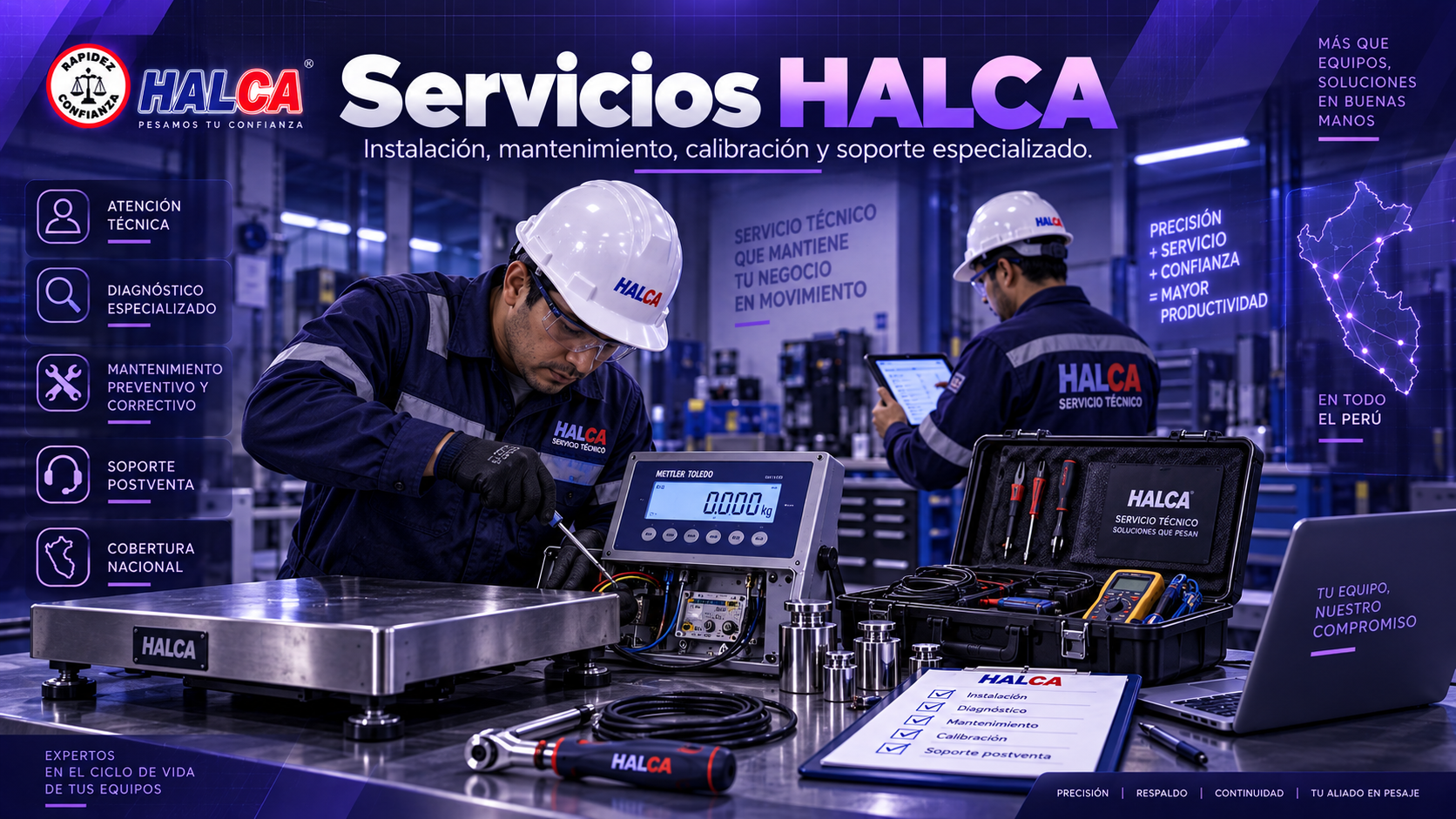 Servicios HALCA: instalación, calibración, mantenimiento y soporte técnico especializado